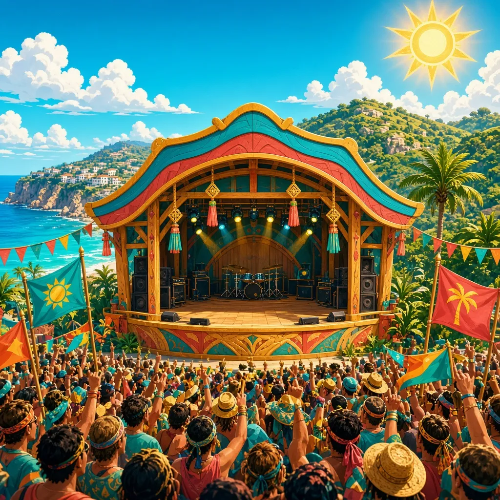 Ilustración del juego del negocio festival isleño.