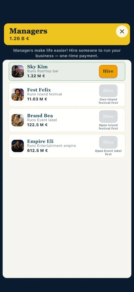 Captura de la lista de encargados del juego.