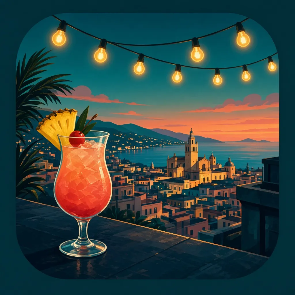 Ilustración del juego del negocio rooftop bar.